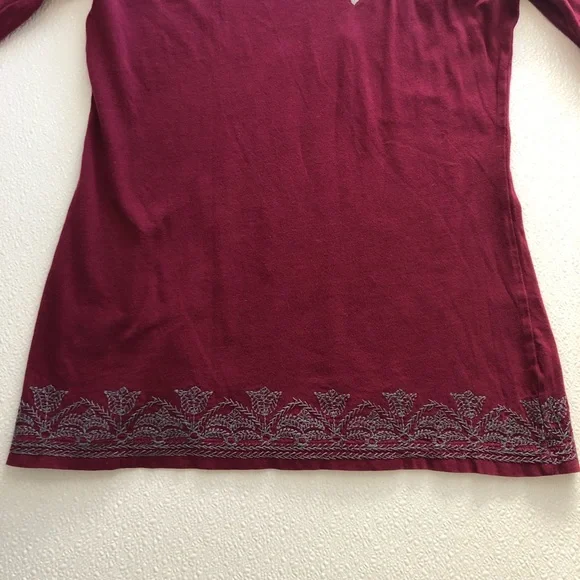 Johnny Was Burgundy Floral Embroidered Top - Picture 7 of 13